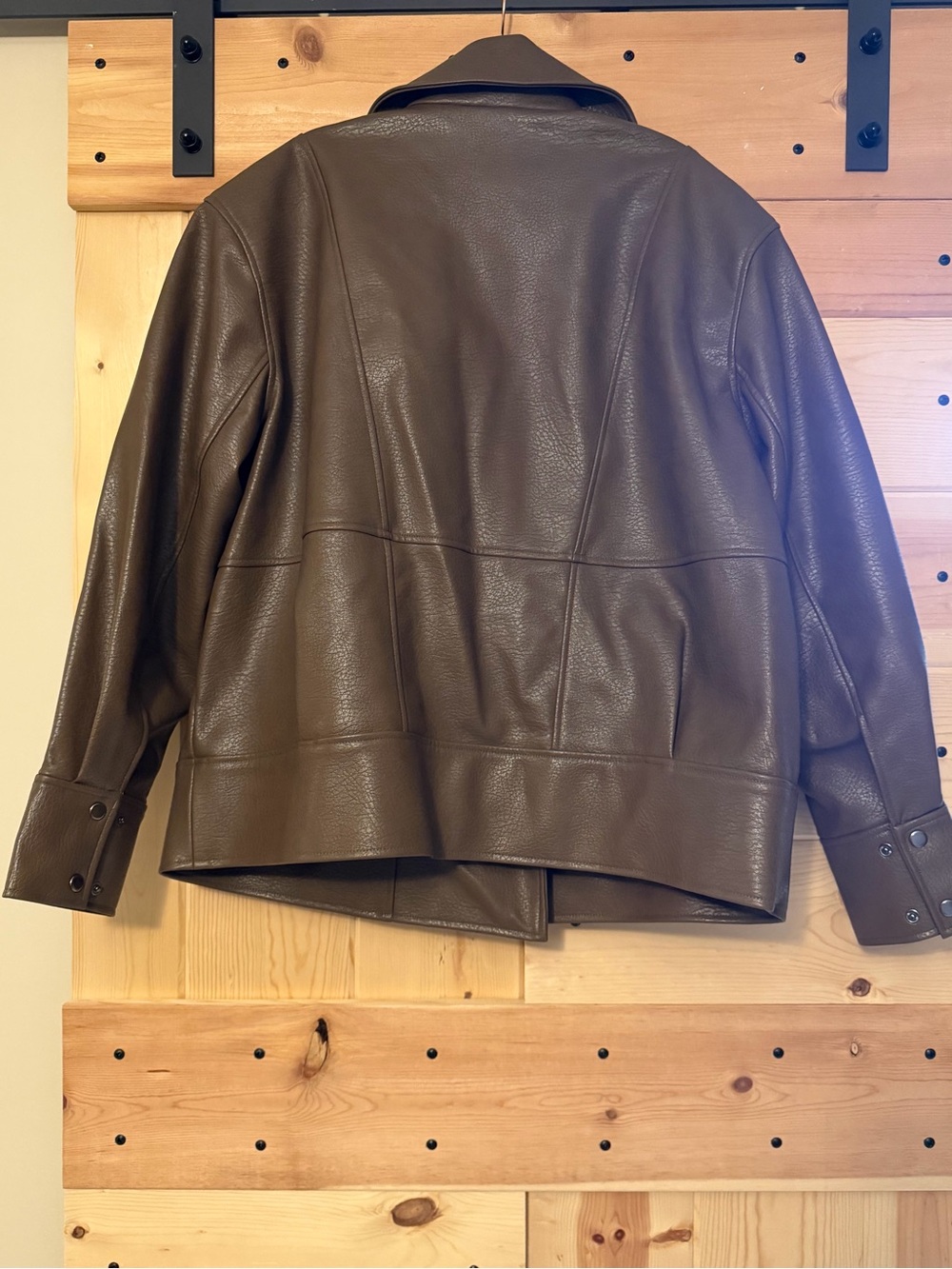 Ashley Graham Faux Leather Coat - Earth Tone - Picture 3 of 9